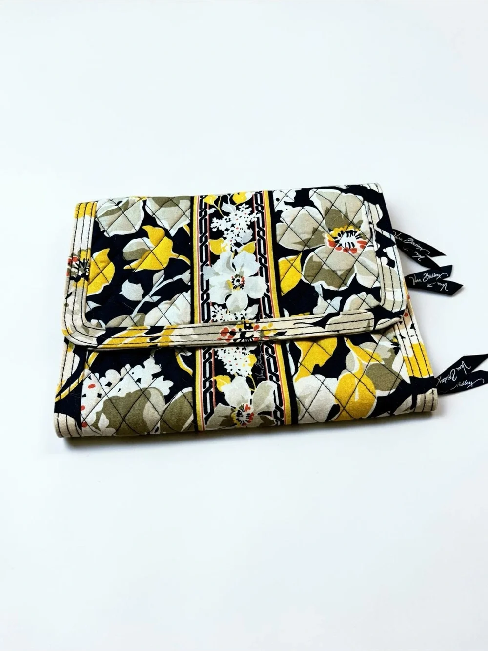 Vera Bradley Dogwood Retired Jewelry Folio Travel Organizer Case Yellow Black